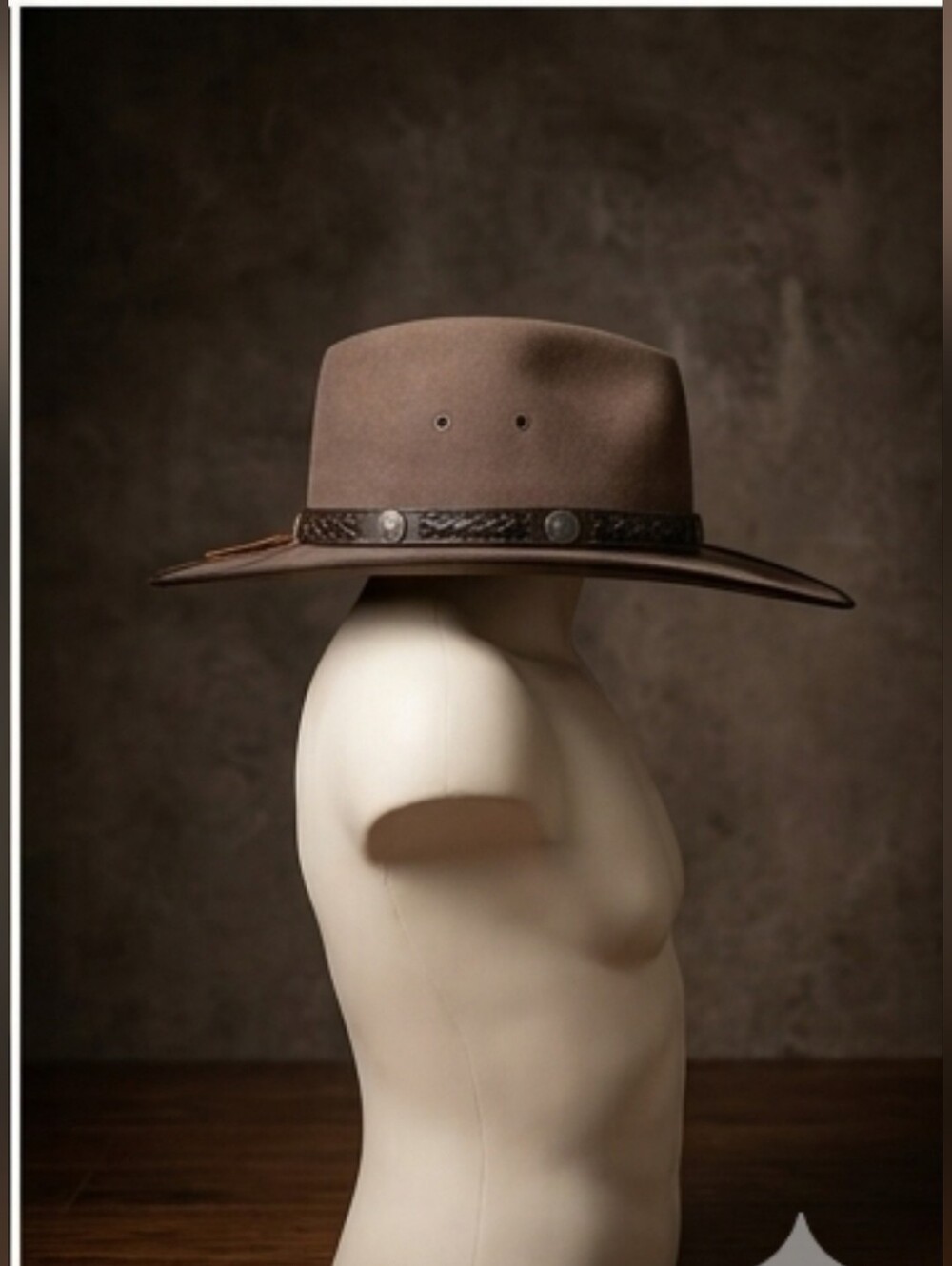 Vintage Akubra The Drover Pure Fur Felt Outback Hat Size 59 (US 7 3/8) Brown - Picture 5 of 10